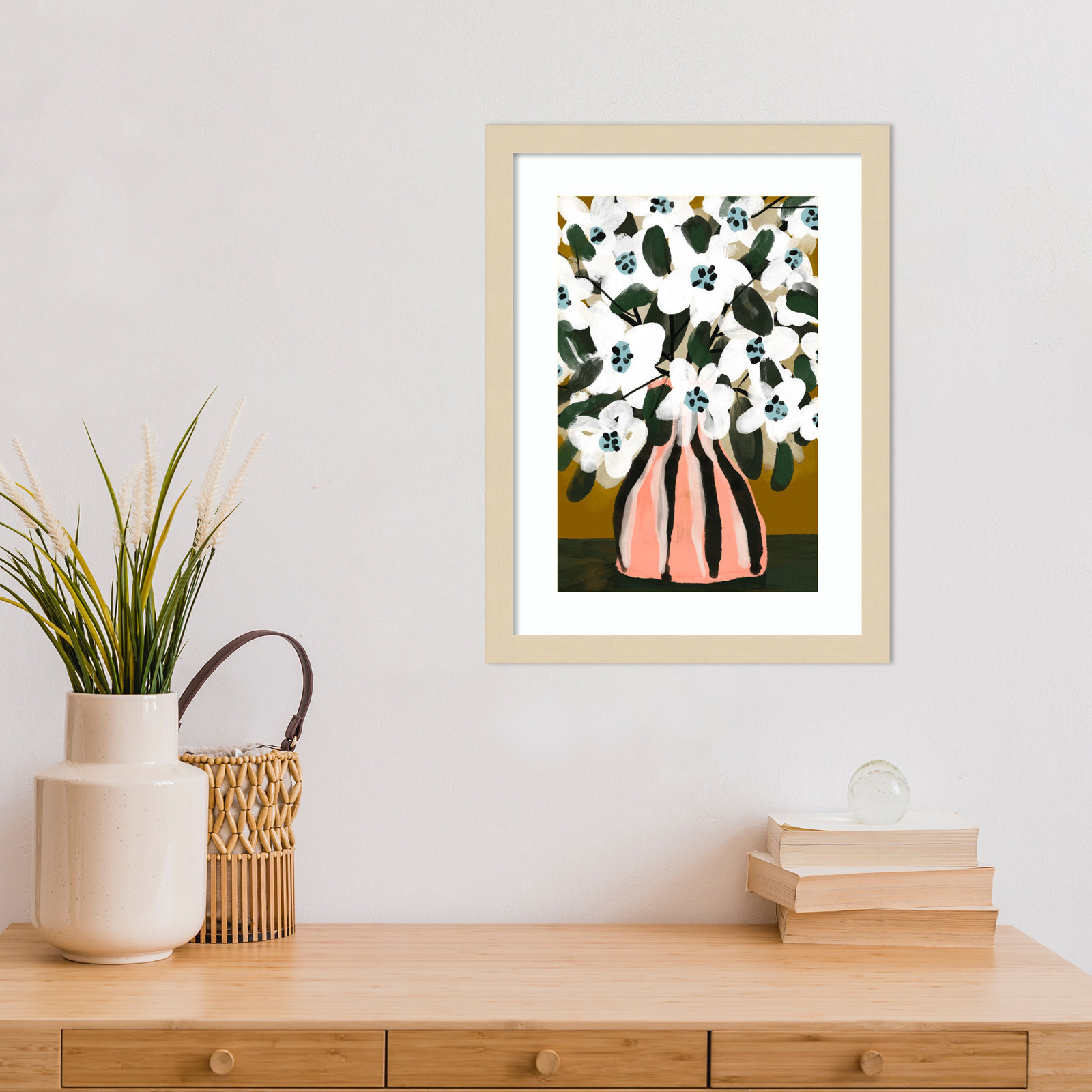 Pastel Flower Impression No 9 by Treechild Wood Framed Wall Art Print, Brown, 17" H x 13" W