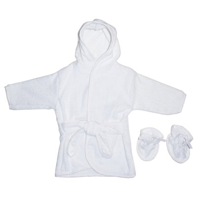 Terry Cloth Above Knee Bathrobe with Hood