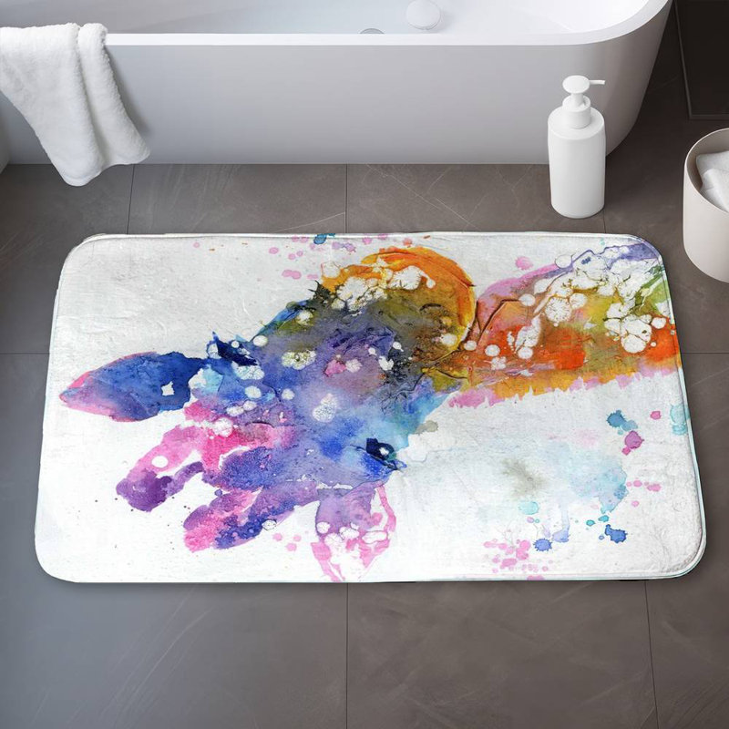 Abstract giraffe with color splash Bath Mat with Non-Slip Backing - Quick Dry Memory Foam Bathroom Rug - Absorbent - Modern Plush Spa-Style - Machine Washable