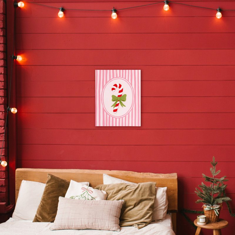 Canne de bonbon avec toile à rayures en ruban, design par Courtney Haley, H 20 po x l 16 po