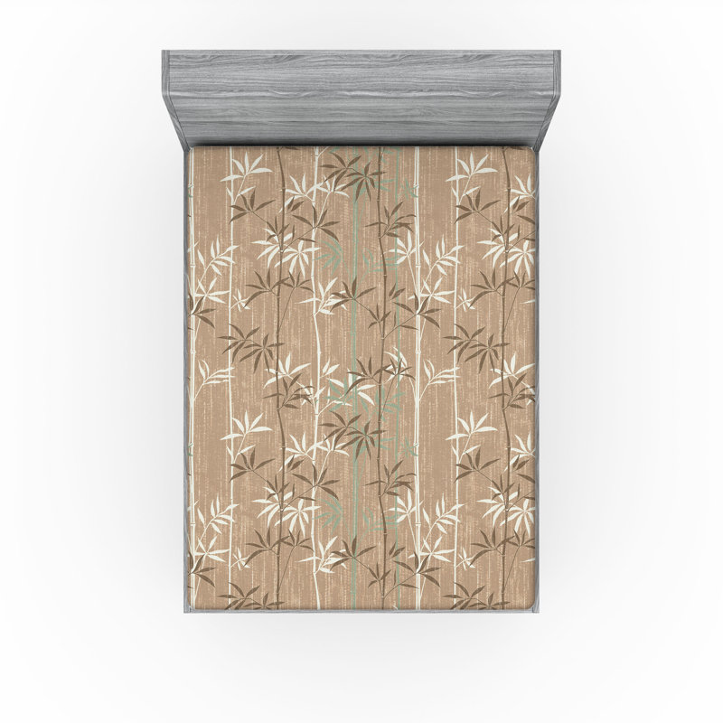 Drap-housse Ambesonne Exotic Branches Simple Forest Leafy Sea Green Dark Mustard, Drap-housse grand