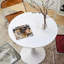 Table de salle à manger blanche élégante avec plateau et support en acier robuste, structure de table de cuisine