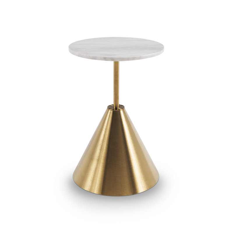 Haggerton Pedestal End Table, Brass, White