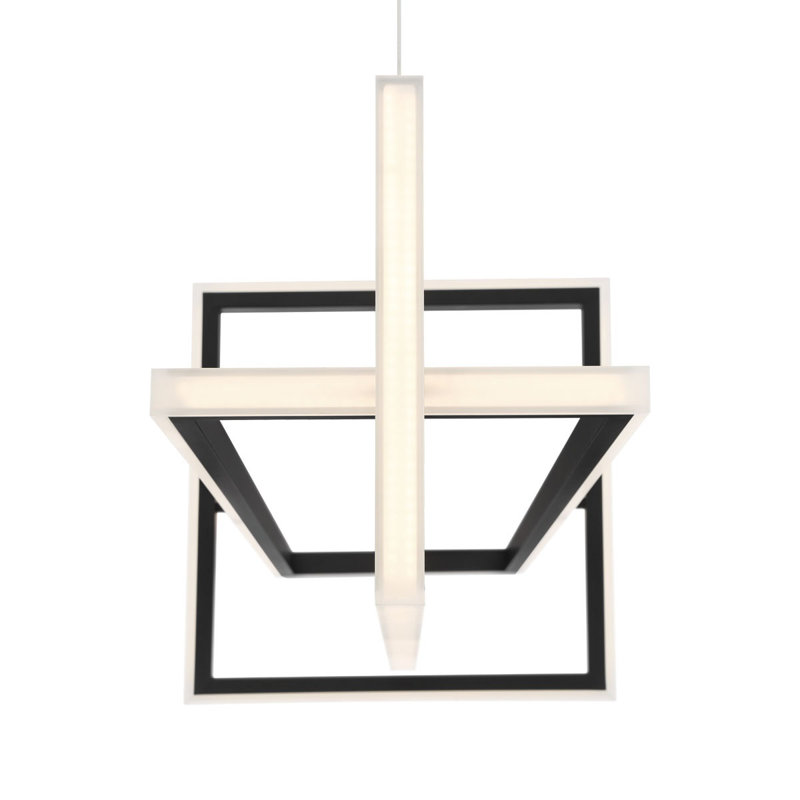 Lustre DEL, H 12,5 po x l 37,75 po x P 12,5 po, Noir, noir, noir, noir