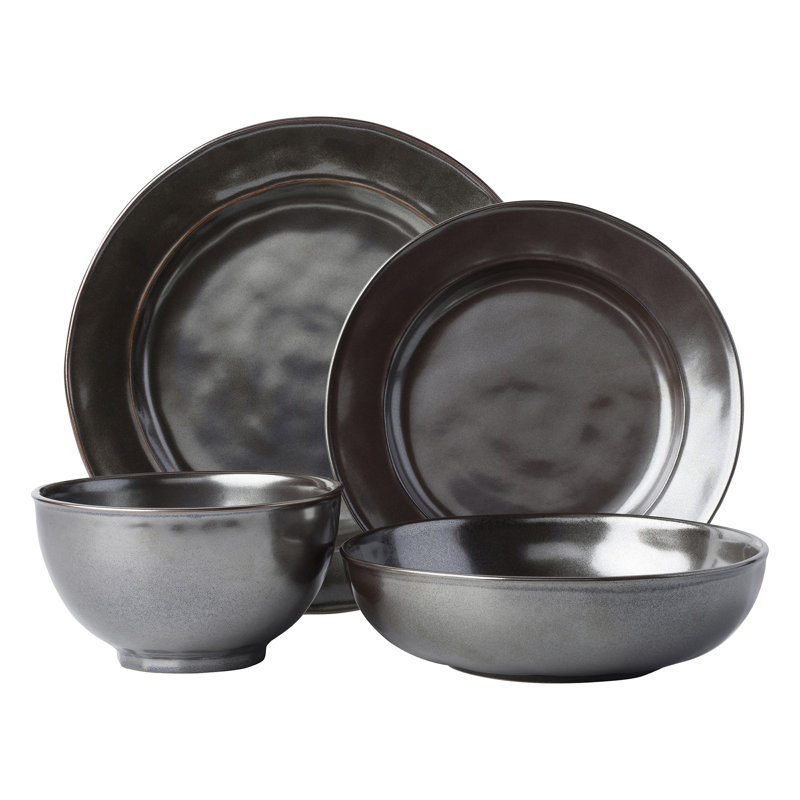 Pewter Stoneware 4 - Piece Place Setting