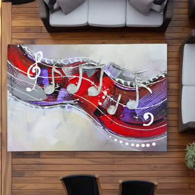 Symphony Musical Gray Outdoor Area Rug for Home Decor