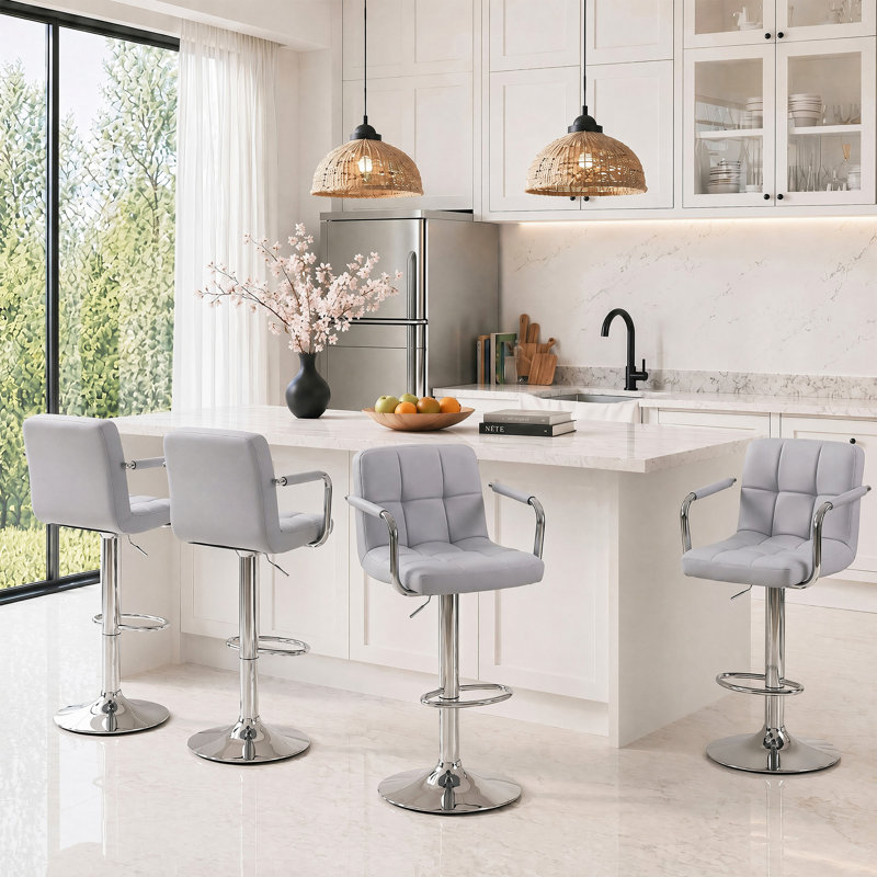 Tabourets de bar industriels pivotants avec accoudoirs, tabouret de comptoir ergonomique en similicuir pour îlot de cuisine et bar pour la maison