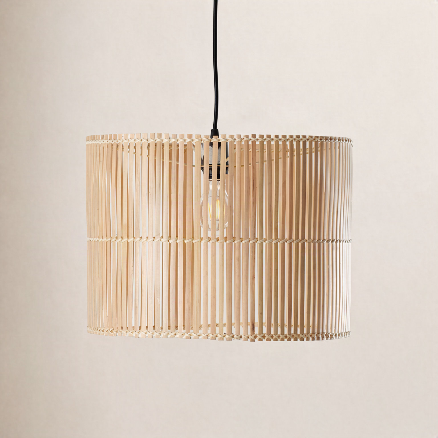 Fareholm Single Light Rattan Dimmable Pendant, Natural
