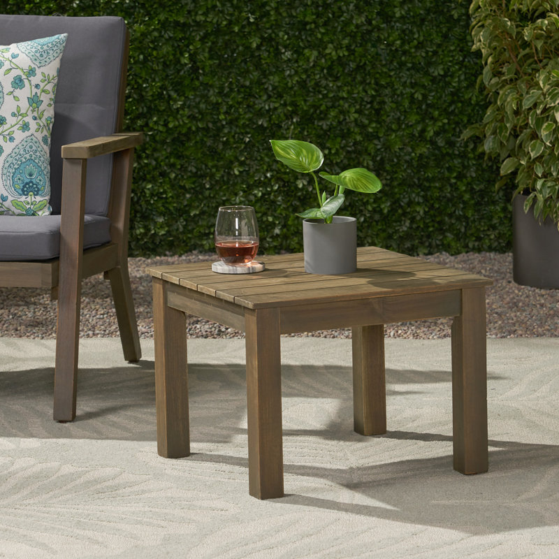 Table d'appoint en bois gris - lattes minimalistes, l 20,31 po x P 20,31 po 15,15 po avec table 20,31 po 15,15 po, Gris