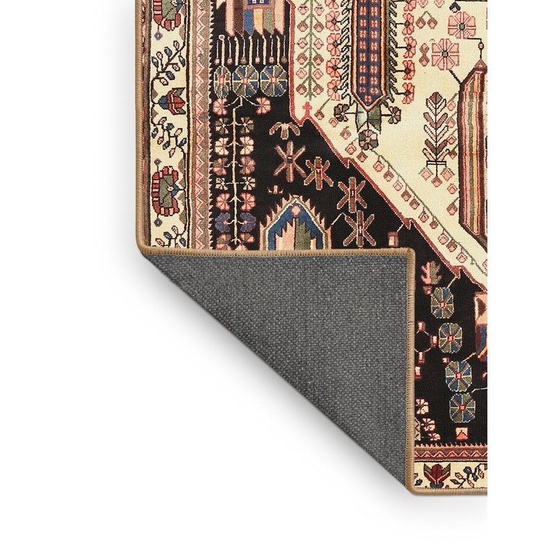 Tapis noir/jaune clair traditionnel Branigans, Rectangle 2 pi x 4 pi
