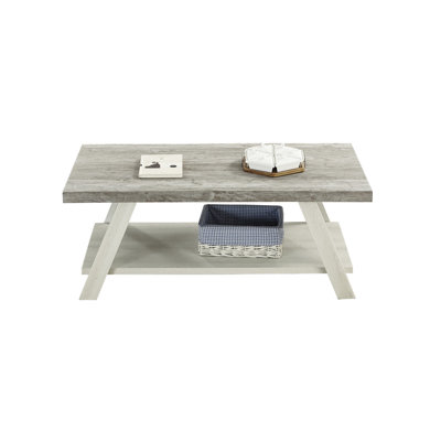 Table basse - Rangement supplémentaire, finition gris vieilli, poids de 44 lb et beige