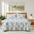 Modern Floral Geometric Quilt Set, 3-Piece Reversible Coverlet and Pillow Shams-110379270-110379273