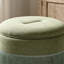 Pouf de rangement rond rembourré de 23,23 pouces avec franges-1393610043