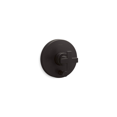 Composed Rite-Temp Valve Trim With Push-Button Diverter And Cross Handle