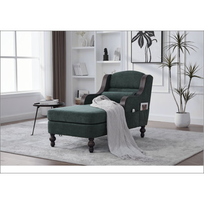 Oversized Chaise Lounge Indoor,Fabric Single Sofa Bed with Wide Seat,Upholstered Lazy Sleeper Armchair,Reading Couch Set for Living Room,Bedroom by Ivy Bronx