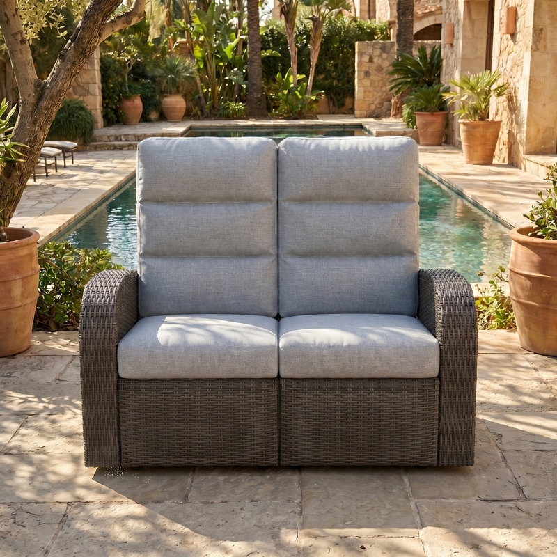 Outdoor Lounge Chair, Light Grey, Brown