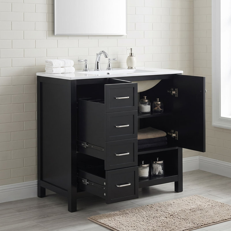 Meuble-lavabo 36 po avec deux portes et deux tiroirs 36 po, Noir