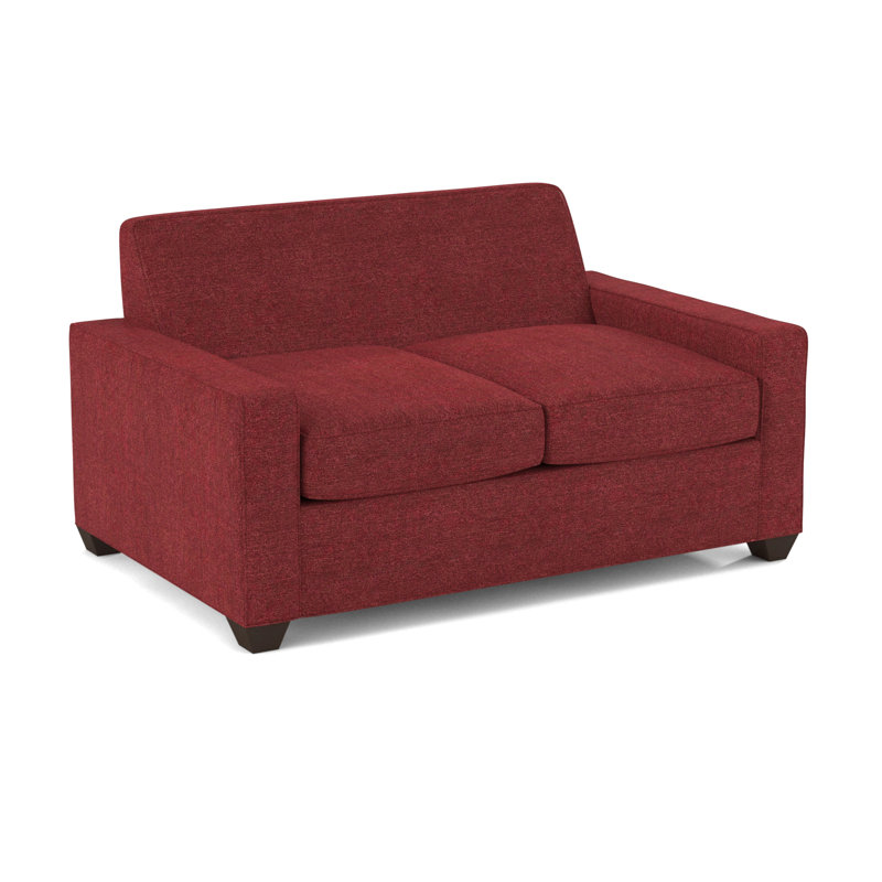 Causeuse à accoudoirs carrés 56 po Avery, Rouge cerise Dorset, Cafelle