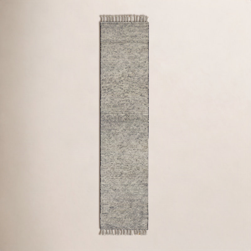 Shea Stripe Hand-Knotted Gray Area Rug, Runner 3' x 12'