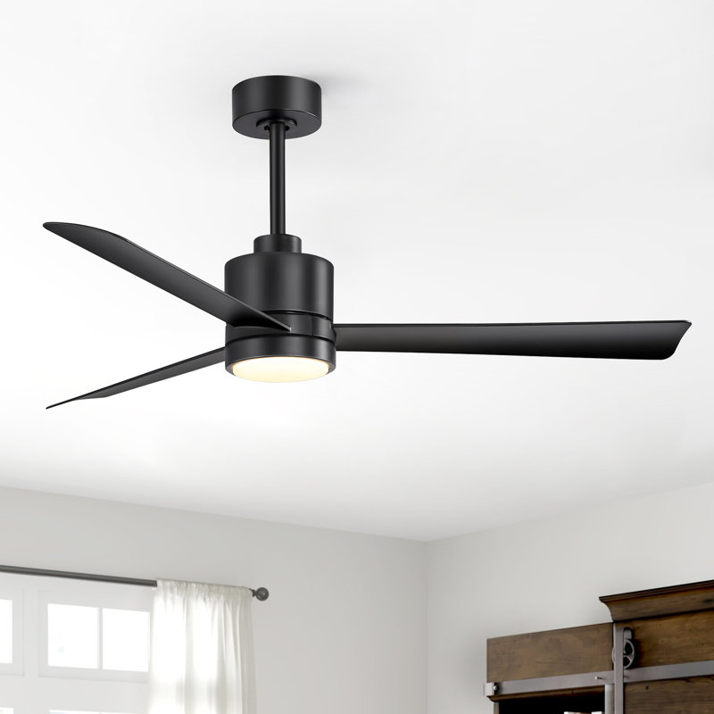 52 Inch Ceiling Fan with Light and Remote, Black Ceiling Fan, DC Motor, 6 Speed, Quiet Noiseless,Reversible, Indoor for Living Room Bedroom