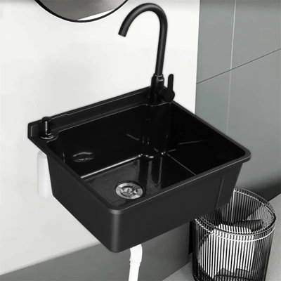 Plastic Wall-Mounted Utility Sink With Wall Bracket