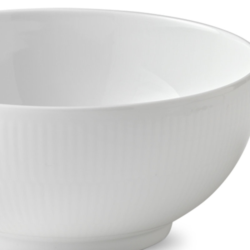 Royal Copenhagen White Fluted Serving Bowl, 3.7402" H x 8.2677" W x 8.2677" D