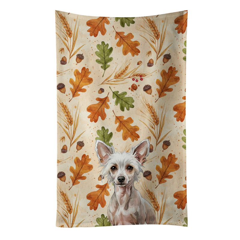 Hairless Chinese Crested Heirloom Fall Kitchen Towel, Hairless Chinese Crested