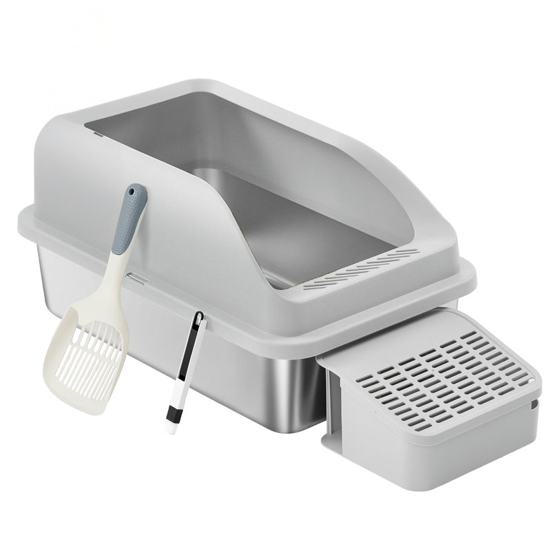 Litter Box with Scoop, Dove Grey