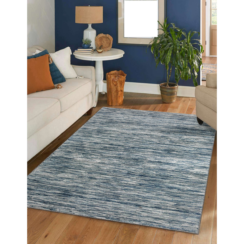 Tapis rayé bleu Davide 1228, Rectangle 8 pi x 10 pi