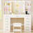 Adriel 43.3" Makeup Vanity With Mirror & Lights, Power Outlet, 13 Drawers & 7 Shelves, Glass Top and Cushioned Stool-1316315075