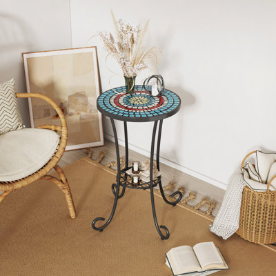 Table d'appoint de patio avec tablette
