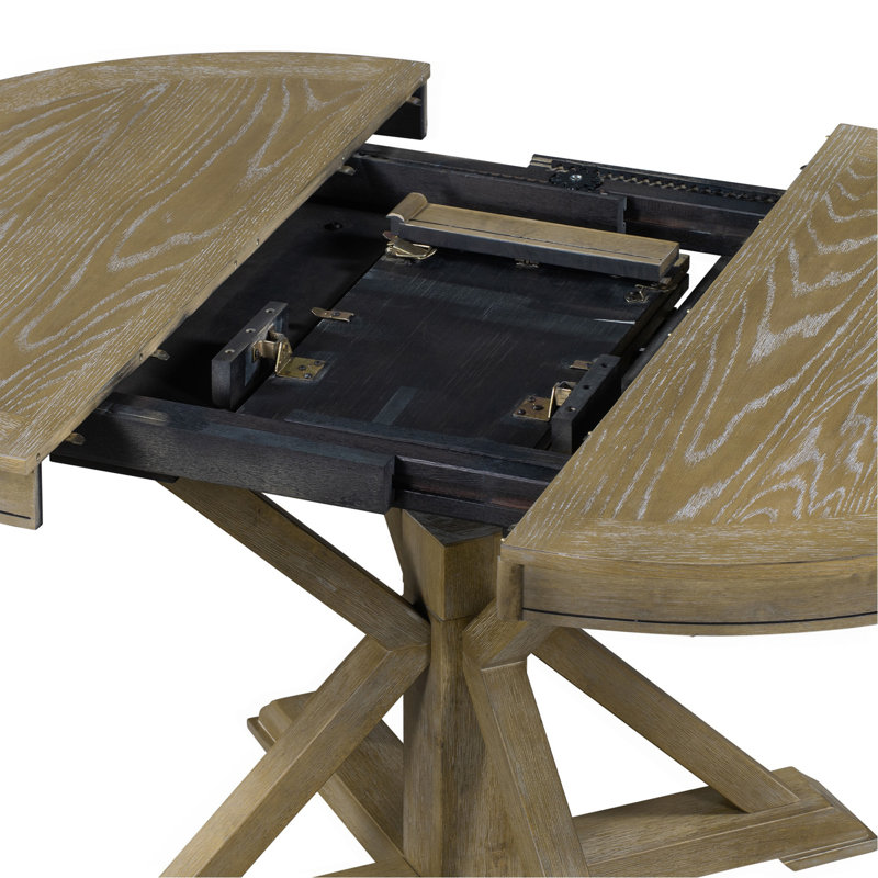 Table de salle à manger extensible rétro avec rallonge de 12 po pour salle à manger et salon (bois naturel délavé)