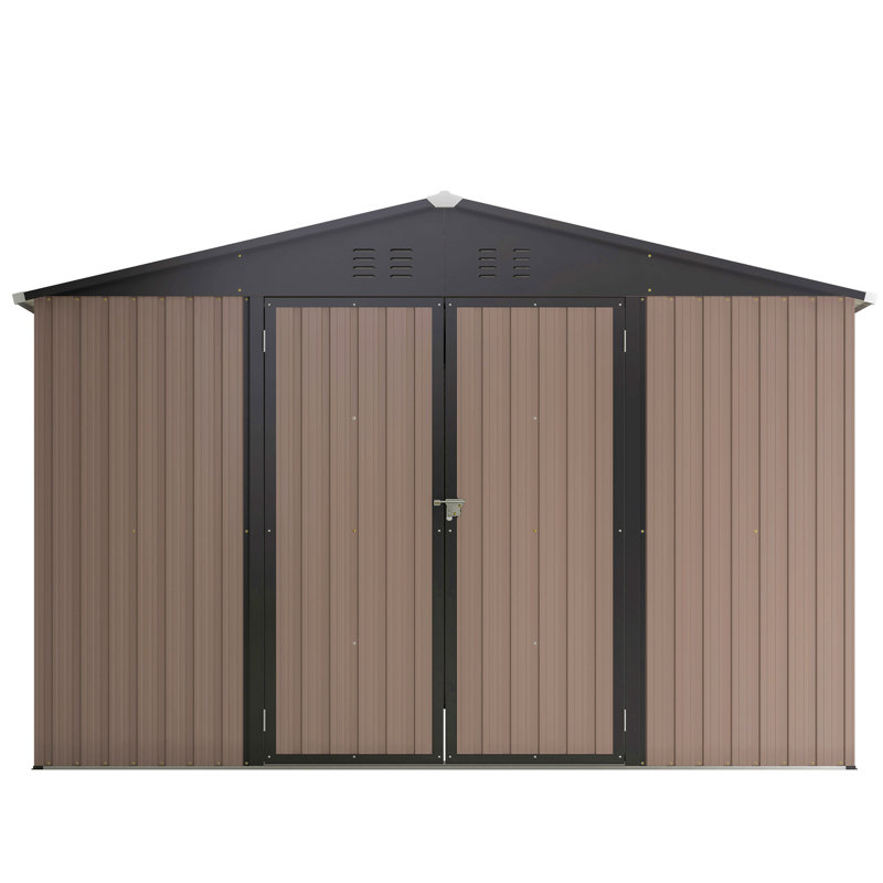 10' X 10' Metal Storage Shed For Ourdoor, Steel Yard Shed  With Design Of Lockable Doors, Utility And Tool Storage For Garden, Backyard, Patio, Outside Use