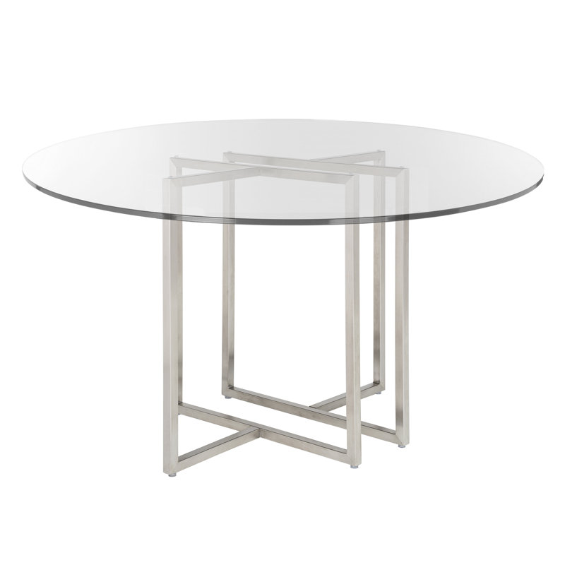 Table de salle à manger Wadley, Acier inoxydable brossé, L 48 po x l 48 po