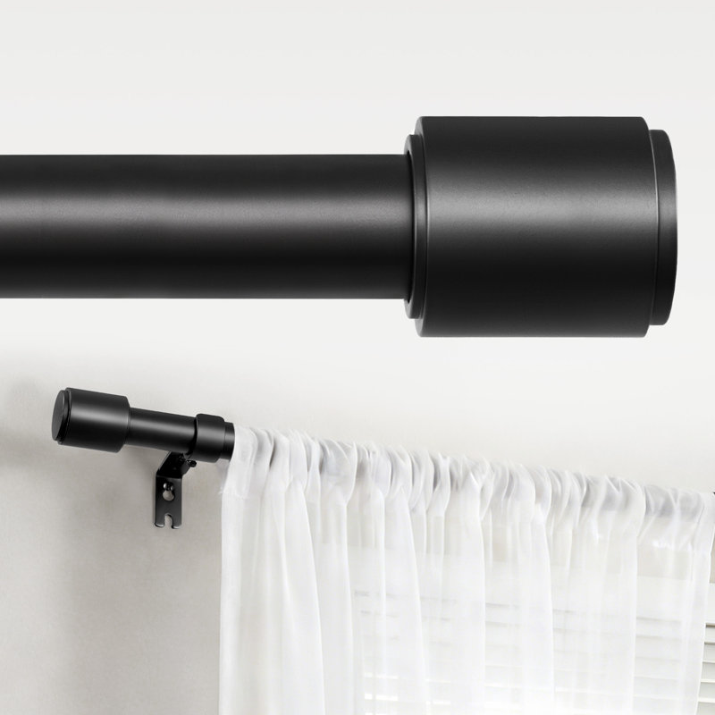 Graciella 1" Diameter Adjustable Length Curtain Rods for Windows，Heavy Duty Curtain Rod with Aluminium Finials,  Black Metal Decorative Drapery Rod for Living Room Bedroom, Outdoor/Indoor