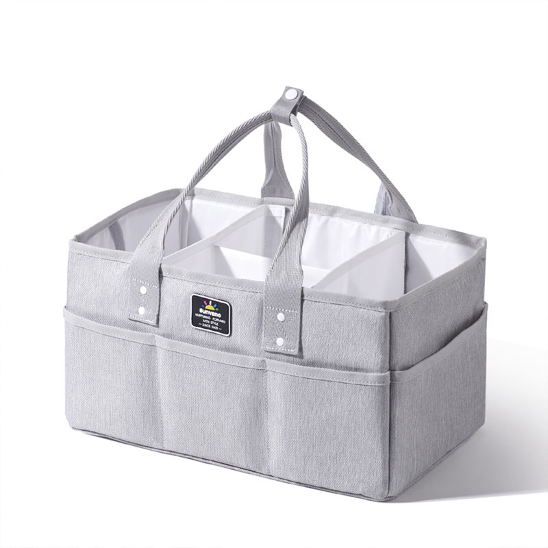 Portable Diaper Caddy Organizer with Removable Dividers, Large Capacity Baby Nursery Storage