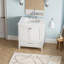 Meuble-lavabo autoportant de 30 po avec lavabo, comptoir en marbre d'ingénierie Carrara, lavabo en céramique encastré et porte de rangement à fermeture en douceur-116332741