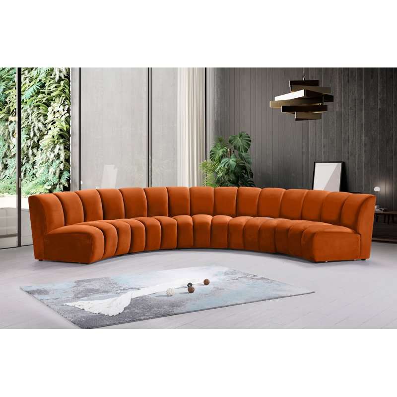 Canapé modulaire en velours Infinity, 5 pièces, Velours cognac