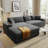 Sectional Sofa With Thick Cushions, And Built-In Cup Holders & Charging Ports-1850317243