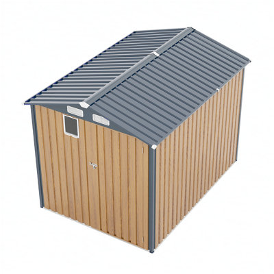 6x8FT Outdoor Steel Storage Shed with Clear Window, Lockable Doors, Compact Metal Tool Shed for Garden, Backyard, Patio, Utility, and Bike Storage,yellow