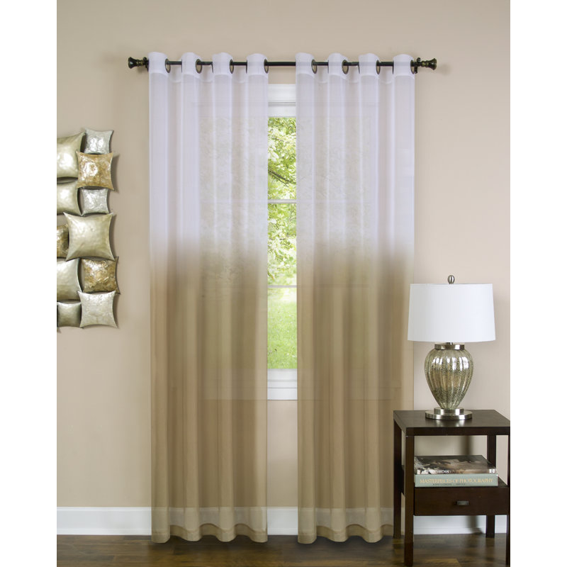 Shep Semi Sheer Curtain Single Panel, 52" W x 63" L, Tan