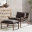 Morgan Top Grain Leather Ottoman-974899792