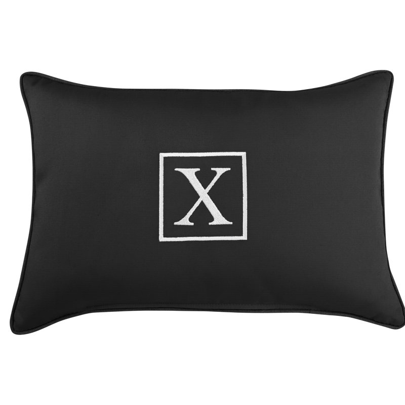 Kerrell Embroidered Sunbrella® Outdoor Throw Pillow, X, Black