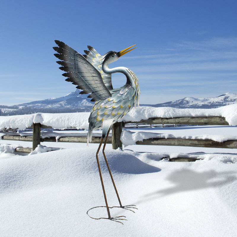 Statue d'extérieur en métal Heron