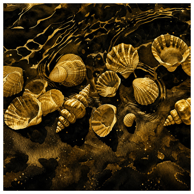 Housses de couette Golden Seashells Illustration, Grand lit