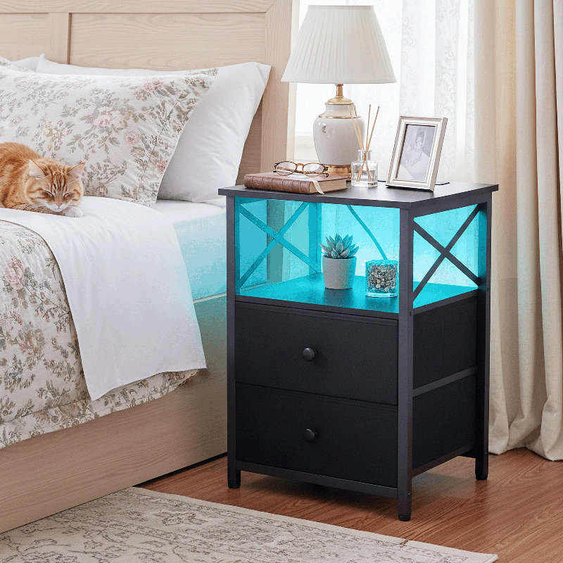 40 cm W Bedside Table, Black