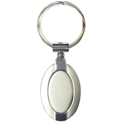 K3124 Designer Gloss & Matt Silver Oval Key Ring In Gift Box