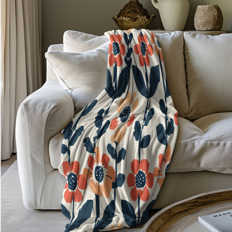 Classic Retro Blooms - 1 pièce Sherpa Premium, Lit simple