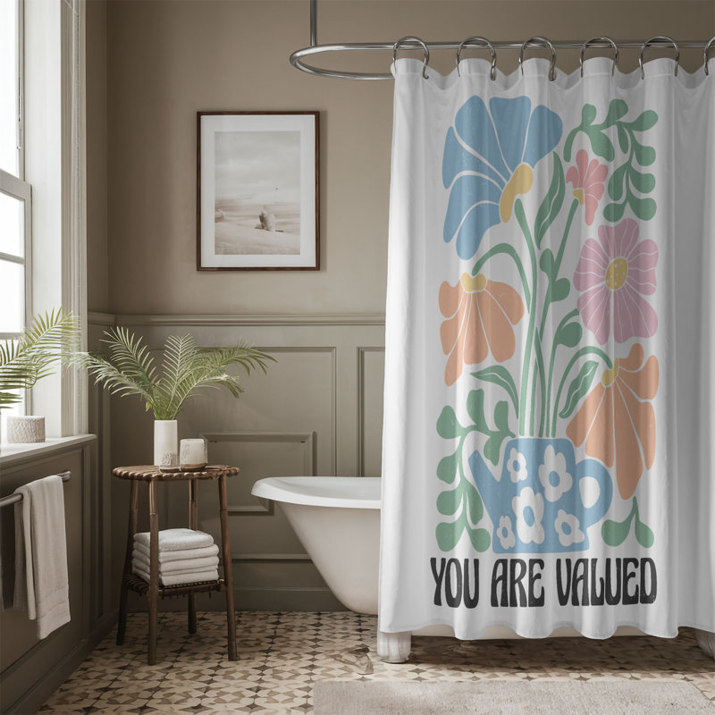 You Are Valued - 1 Piece Premium Shower Curtain, H 74 po x l 71 po