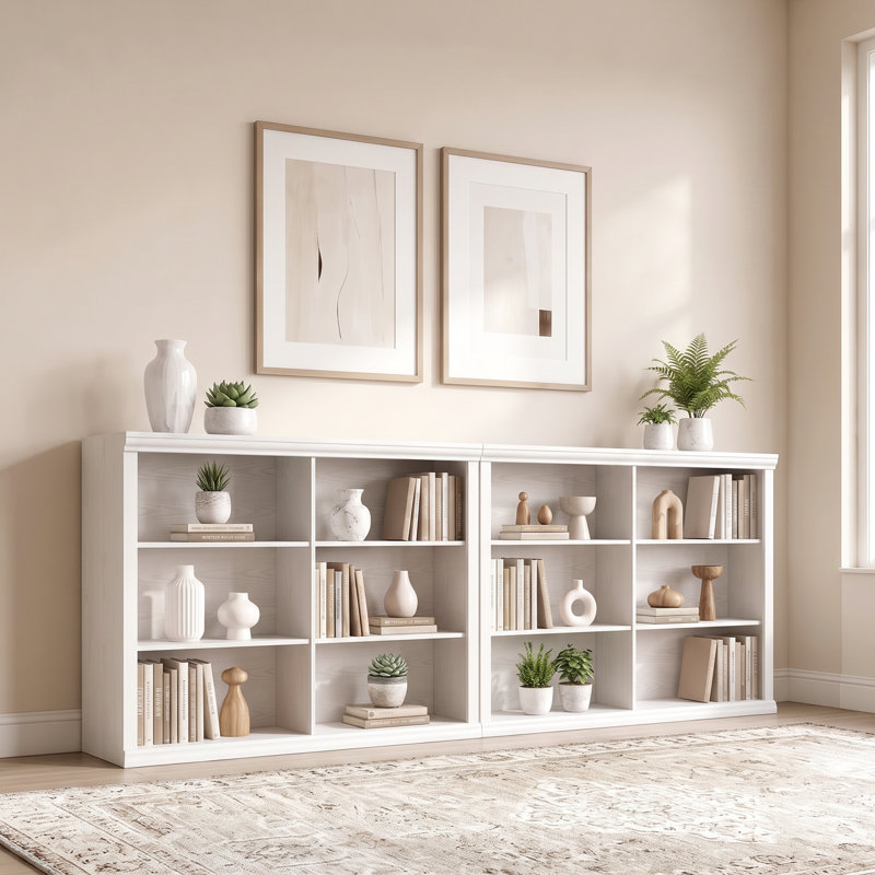 Bibliothèque standard en bois 37 "L x 47,2", Blanc